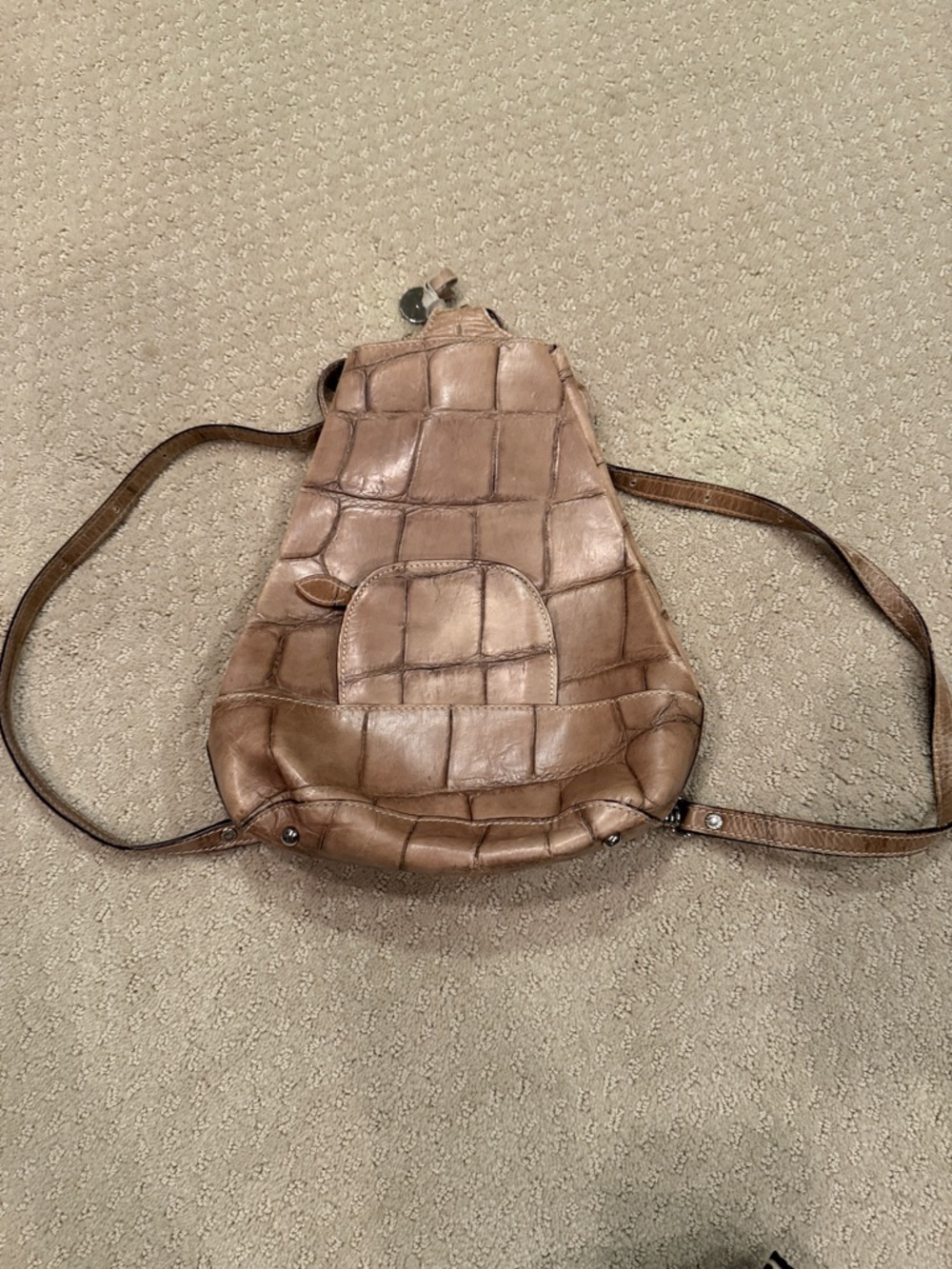 Coach vintage Leather Croc-Embossed Backpack - Taupe Brown